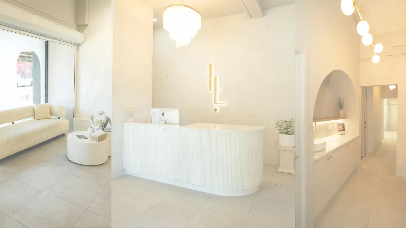 Luxe Lips Melbourne clinic reception area where facial balancing consultations take place