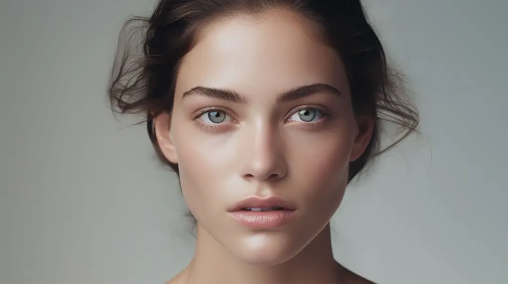 Young woman with defined facial features showing results of treatment for face after weight loss