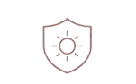 Sun and shield icon representing how the laser can be used to address visible sun-related skin changes.