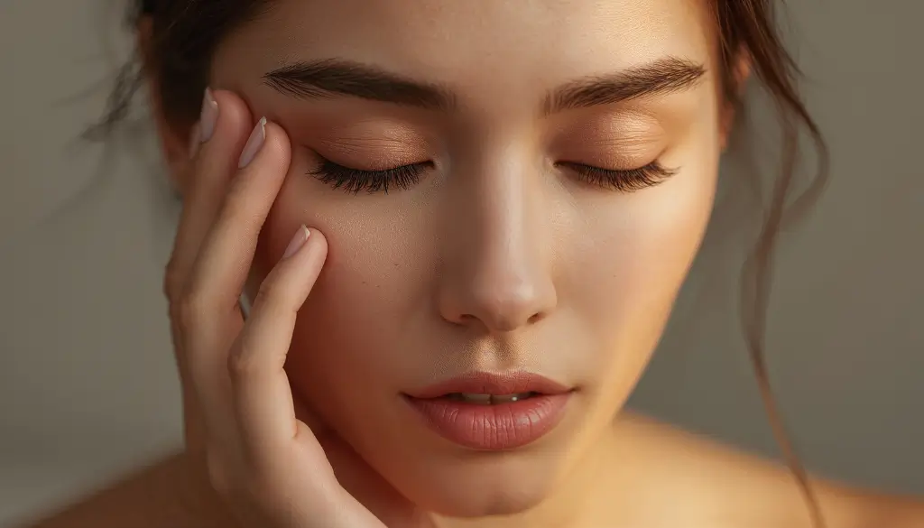 Temple-to-brow support (upper-face balance)