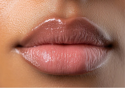 A close-up of a Russian lips procedure result used to illustrate symmetry and volume during treatment discussions.