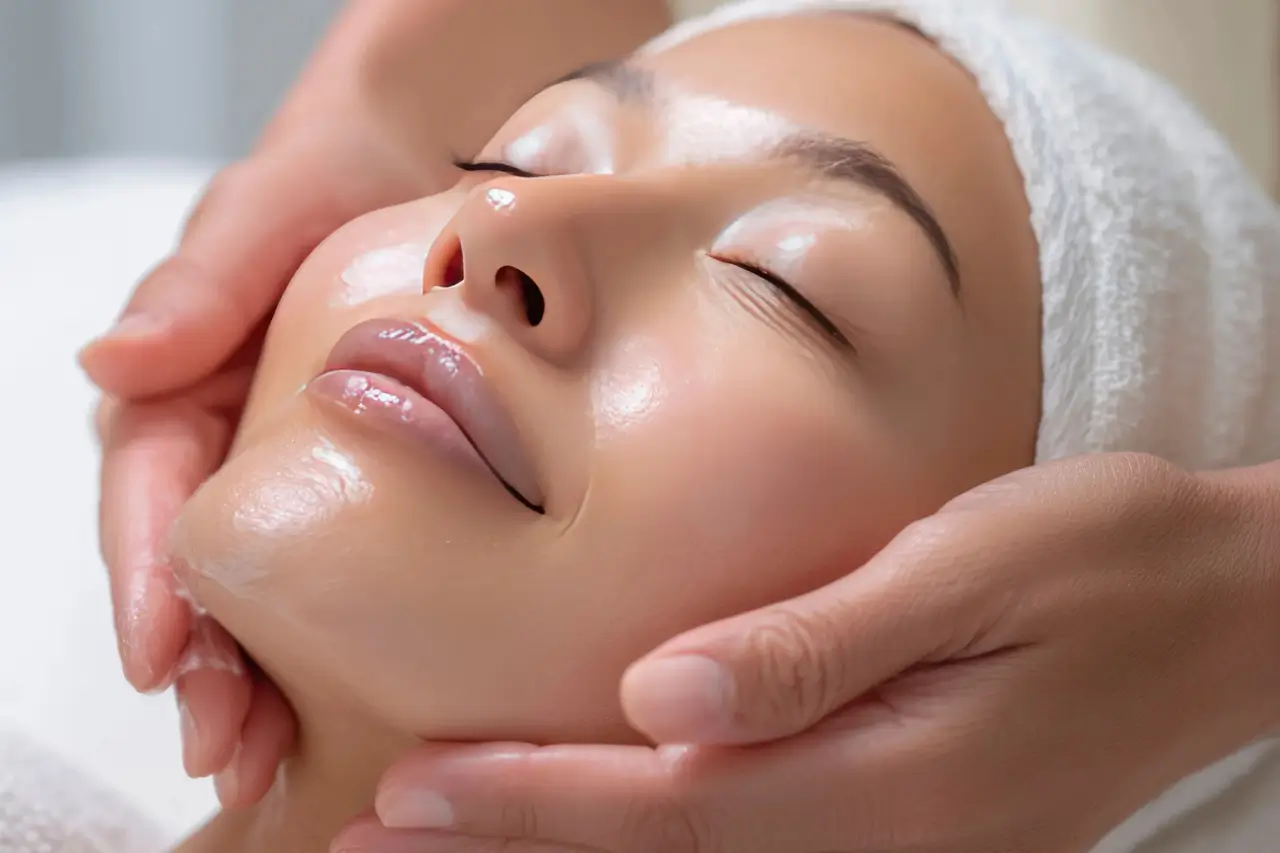A lady getting a rejuran treatment with glass skin