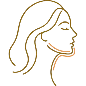 facial contouring icon showing soft or undefined jawline