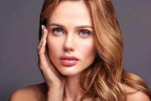 Close-up of a woman's face highlighting smooth, full lips, lip treatment guide by Luxe Lips