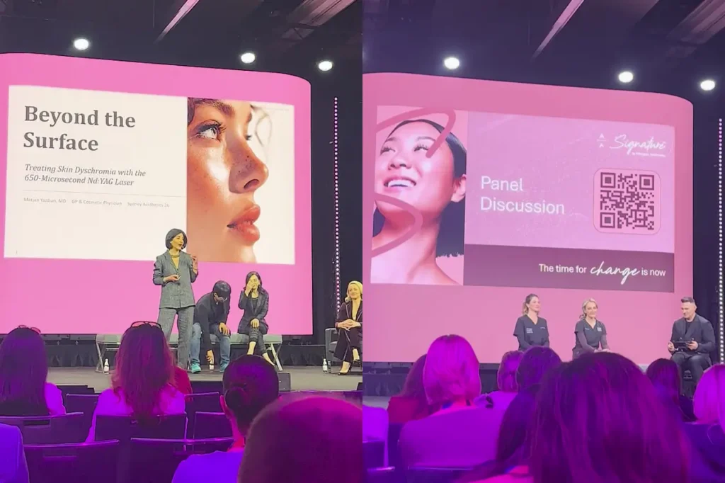 Presentations and panel discussions at Aesthetics 2026 in Sydney covering skin health, laser treatments and aesthetic practice