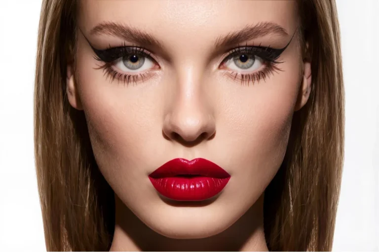 Close-up of a woman's lips showing defined shape and a sharp lip border
