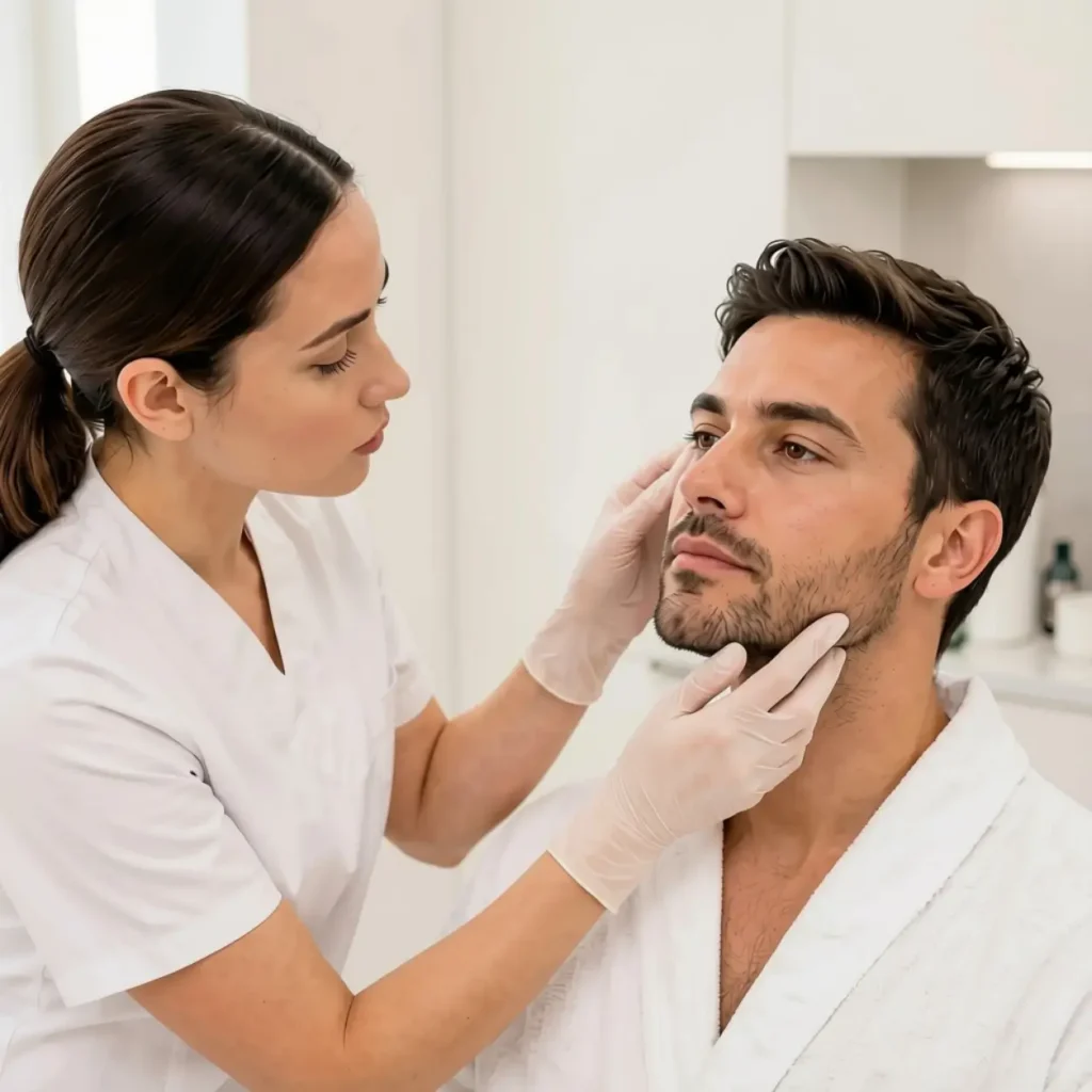 Male client clinic examination