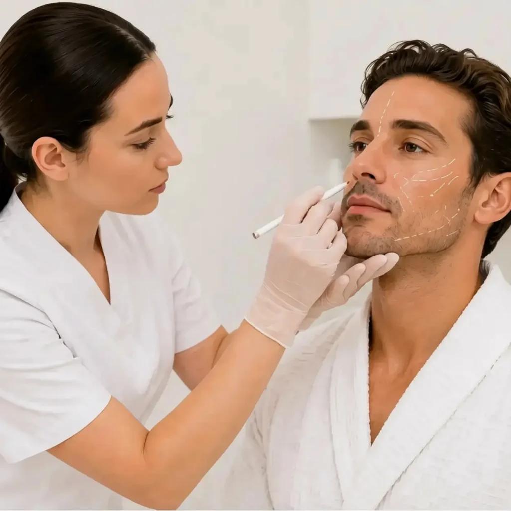 Male client cosmetic treatment