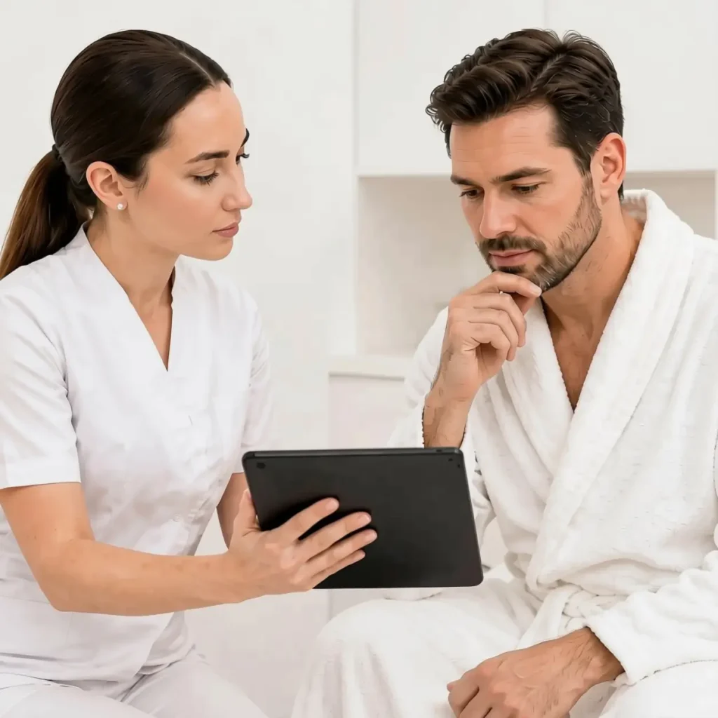 Male client personalised aesthetic treatment plan